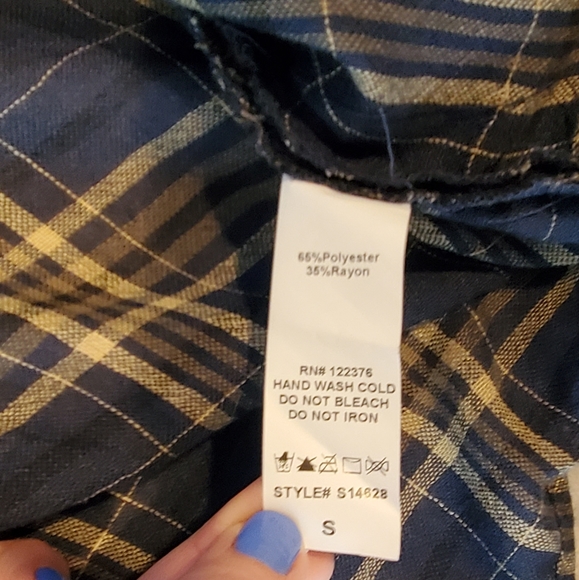 Mustard Seed Plaid Cardigan/Kimono/ Wrap, Sz. S - Picture 5 of 7